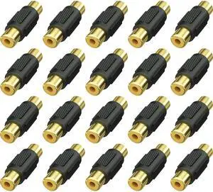 Vszerda 20 Pack RCA Female to Female Coupler Audio Video Adapter Gold Plated, for Phono,Speaker,RCA Cable,Amplifier