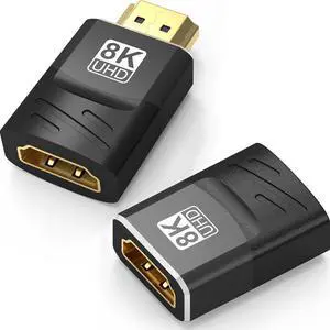Vszerda 2-Pack 8K HDMI 2.1 Female to Female Adapter, HDMI Male to Female Connector, HDMI Cable Coupler Support 8K@60Hz,4K@120Hz,HDR,eARC for HDMI Cable Extension, HDTV, Laptop, PC, Monitor, PS5