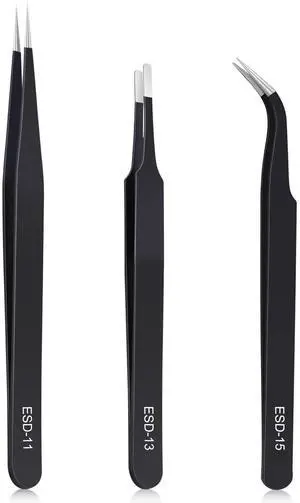 Vszerda 3PCS Precision Tweezers Set, Upgraded Anti-Static Stainless Steel of Tweezers, for Electronics, Soldering, Laboratory Work, Jewelry-Making, Model, Craft Vszerda 3PCS Precision Tweezers Set, Upgraded Anti-Static Stainless Steel of Tweezers, for Electronics, Soldering, Laboratory Work, Jewelry-Making, Model, Craft