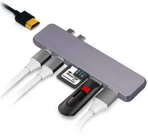 Vszerda USB C Hub Type C Hub Adapter Compatible with MacBook Pro/Air, iMac, Mac Mini/iPhone 15- TF/SD Card Reader, 2X USB 3.0 Ports, 4K HDMI Output, 2X USB C Data Slot - 7 Ports