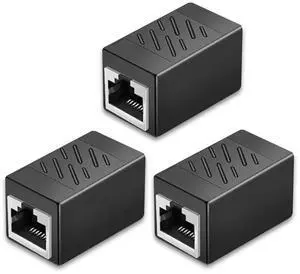 Vszerda 3 Pack Ethernet Coupler, Premium Gold Plated Ethernet Extender, RJ45 Coupler Female to Female for Cat7/ Cat6/ Cat5/ Cat5e Network Cable
