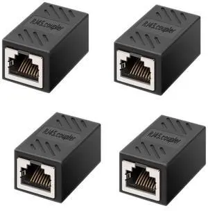 Vszerda RJ45 Coupler, Ethernet Network Cable in line Coupler for Cat7/Cat6/Cat5e/Cat5, Ethernet Network Cable Extender Female to Female (4 Pcs)
