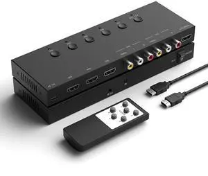 BUCIER 2 AV Inputs + 3 HDMI 2.0 Inputs to HDMI Converter (5 in 1) with Upgrade New Version