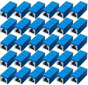 Vszerda 30 PCS RJ45 Coupler, Ethernet Extender Connector in Line Coupler for Cat8/Cat7/Cat6/Cat5e/Cat5 Ethernet Cable Extender Adapter Female to Female (Blue)