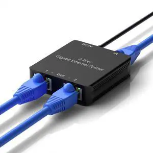 VszerdRJ45 Ethernet Splitter RJ45 Splitter High Speed 1000Mbps Network 1 In 2 Out (2 Devices Networked Simultaneously) RJ45 Ethernet Coupler Splitter for Cat5/Cat5e/Cat6/Cat6a/Cat7/Cat8 Internet Cable