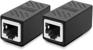 Vszerda 2 PCS Gigabit RJ45 Coupler, Ethernet Extender Connector in Line Coupler for Cat8/Cat7/Cat6/Cat5e/Cat5 Ethernet Cable Extender Adapter Female to Female (Black)