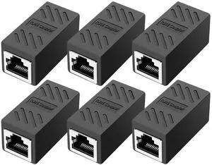 Vszerda RJ45 Coupler Ethernet Coupler Inline Coupler for Cat8/ Cat7/ Cat6/ Cat5e/ Cat5 Ethernet Cable Extender Adapter for PC Router Modem PS5 Xbox Female to Female (6 Pack Black)