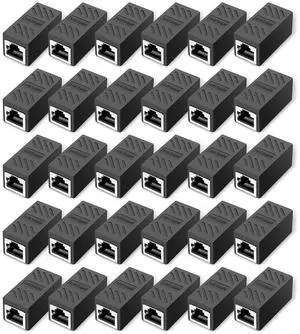 Vszerda RJ45 Coupler Ethernet Coupler in Line Coupler for Cat8/Cat7/Cat6/Cat5e/Cat5 Ethernet Cable Extender Adapter Female to Female (30 PCS Black)