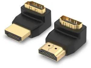 Vszerda HDMI 90 and 270 Degree Adapter 2-Pack, Right Angle HDMI Male to Female L Adapter Connector 3D&4K Supported
