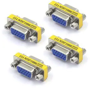 Vszerda VGA Adapter Female to Female SVGA Coupler HD15 Mini Gender Changer VGA Cable Extender, 4-Pack Vszerda VGA Adapter Female to Female SVGA Coupler HD15 Mini Gender Changer VGA Cable Extender, 4-Pack