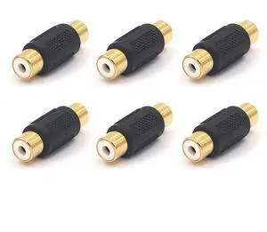 Vszerda 6-Pack Gold Plated RCA Female to RCA Female Coupler,Compatible with Phono,Speaker,RCA Cable,Amplifier