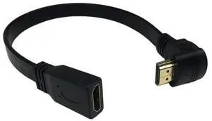 Vszerda 1FT Flat Slim High Speed HDMI Extension Cable A Female to 90 Degree Up Angle A Male Cable