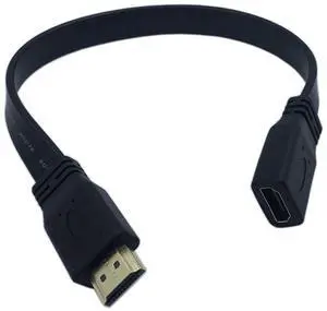 Vszerda HDMI Extension Cable 1FT Flat Slim High Speed HDMI Extender Cable A Male to A Female Cord(Black) Vszerda HDMI Extension Cable 1FT Flat Slim High Speed HDMI Extender Cable A Male to A Female Cord(Black)