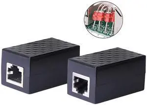 Vszerda Ethernet Surge Protector RJ45 Coupler Female to Female Network Surge Protector Outdoor Arrester Protection Device Extension Adapter(2-Pack)