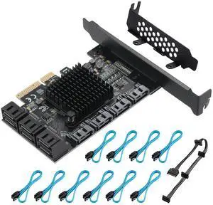 PCIE to SATA 3.0 Card 10 Ports,PCIE to SATA III 6Gbps Expansion Card,ASM1166+JMB575 Chips