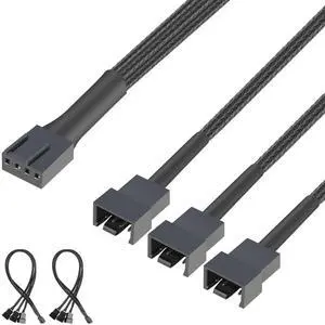 Vszerda 4 Pin PWM Splitter Cable, PWM Fan Controllers Splitter Compatible with 3-Pin/4-Pin PC Case Fans Motherboards, 2 Pack, 12.8 inch