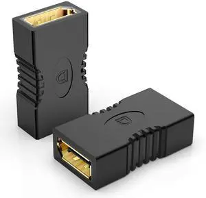 Vszerda DisplayPort Coupler Adapters, 2-Pack Gold-Plated 4K DP Female to DP Female Coupler DisplayPort Extender, Support 3D 4K Ethernet