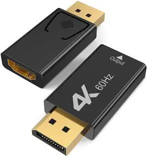 Vszerda DisplayPort to HDMI Adapters, 2-Pack Unidirectional DisplayPort DP Male to HDMI Female Adapter, Support 4K/60 Hz