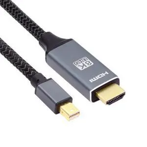 Vszerda  6FT Mini DP DisplayPort 1.4 Source to HDMI 2.0 Display 8K 60hz UHD 4K Mini-DP to HDMI Male Monitor Cable