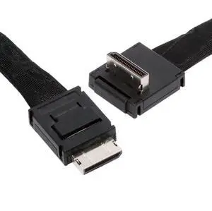 Vszerda Cable Down Angled 90 Degree OcuLink PCIe 4.0 PCI-Express SFF-8611 4i to SFF-8611 Data Active Cable for eGPU SSD (80cm)