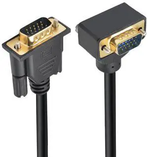 Vszerda Cable 90 Degree Down Angled VGA RGB Male to Straight Male Extension 3COAX+6C for Monitor Projector Computer 3.3FT