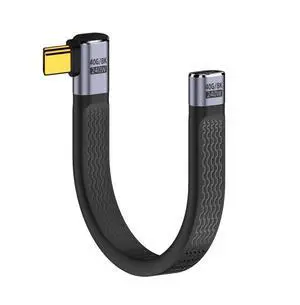 Vszerda Right Angled USB4 Extension Cable 13cm Slim Flat Male to Female 40Gbps with 240W Power and 8K@60Hz Video