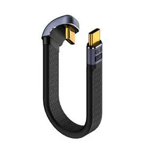 Vszerda Cable 240W Type-C USB-C Male to Male USB4 40Gbps 100W 8K Flat Slim FPC Data Opposite U Shape Back Angled Cable for Laptop Phone 13cm Vszerda Cable 240W Type-C USB-C Male to Male USB4 40Gbps 100W 8K Flat Slim FPC Data Opposite U Shape Back Angled Cable for Laptop Phone 13cm