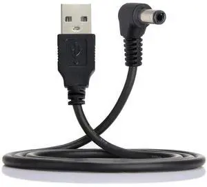 Vszerda Cable DC USB 2.0 A Type Male to Right Angled 5.5 x 2.5mm DC 5V Power Plug Barrel 90 Degree Charge Cable 100cm