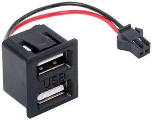 Vszerda Connector DIY OEM Dual Type-A Female Socket to 2Pin Header Cable Pitch=2.54mm Latch Mount Type DC 5V Power