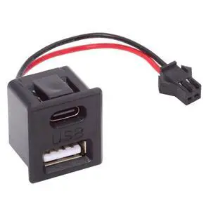 Vszerda Connector DIY OEM Type-C & Type-A Female Socket to 2Pin Header Cable Pitch=2.54mm Latch Mount Type DC 5V Power