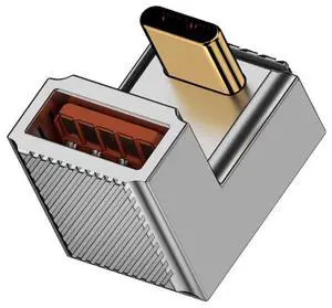 Vszerda Adapter USB-C USB 3.1 Type C Male to USB 3.0 A Female 10Gbps OTG Data 120W Power Opposite U Shape Back Angled Adapter Alloy Shell Mecha Cyberpunk Style Vszerda Adapter USB-C USB 3.1 Type C Male to USB 3.0 A Female 10Gbps OTG Data 120W Power Opposite U Shape Back Angled Adapter Alloy Shell Mecha Cyberpunk Style