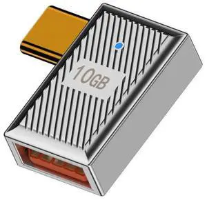 Vszerda Adapter USB-C USB 3.1 Type C Male to USB 3.0 A Female 10Gbps OTG Data 120W Power Left Right Angled Adapter Alloy Shell Mecha Cyberpunk Style