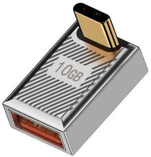 Vszerda Adapter USB-C USB 3.1 Type C Male to USB 3.0 A Female 10Gbps OTG Data 120W Power Up Down Angled Adapter Alloy Shell Mecha Cyberpunk Style