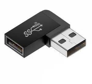 Vszerda 10Gbps USB3.0 Male to Female Extension Power Data Video Adapter 90 Degree Left Angled Type