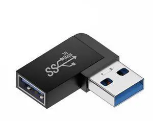 Vszerda 10Gbps USB3.0 Male to Female Extension Power Data Video Adapter 90 Degree Right Angled Type
