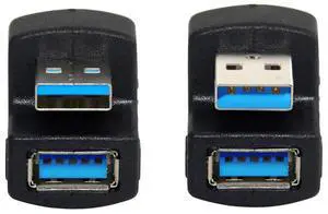 Vszerda Cable 2pcs/Set Up Down Angled USB 3.0 Adapter A Male to Female Extension 180 Degree 5Gbps