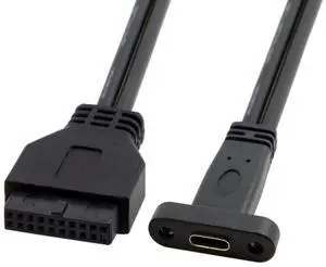 Vszerda Cable USB 3.1 Type C USB-C Female to USB 3.0 Motherboard 19Pin 20Pin Header Cable Single Port