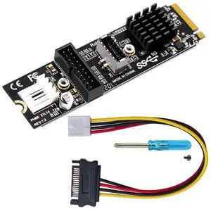 Vszerda Card 5Gbps Type-E USB 3.1 Front Panel Socket USB 2.0 to NVME NGFF M-Key Express Card Adapter for Motherboard