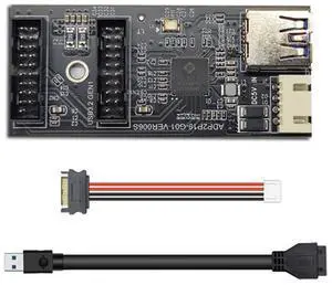 Vszerda Card Single 19/20Pin Header to USB 3.0 19/20Pin Dual Ports Female PCBA Type Adapter Splitter HUB 5Gbps