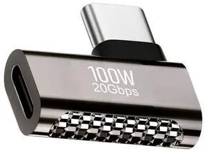 Vszerda 20Gbps USB4 Type C Male to Female 90 Degree Left Right Angled 100W Power Data 8K Video Adapter for USB4.0