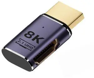 Vszerda 8K Cable HDMI Male to HDMI 2.1 Female Flat Horizontal 90 Degree Right Angled UHD Extension Adapter Support 8K 60hz HDTV