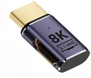 Vszerda 8K Cable HDMI Male to HDMI 2.1 Female Flat Horizontal 90 Degree Left Angled UHD Extension Adapter Support 8K 60hz HDTV