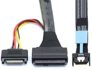 Vszerda Cable MCIO 4X Mini Cool Edge IO to U.2 SFF-8639 NVME PCIe PCI-Express Cord for Mainboard SSD 50cm