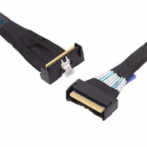 Vszerda Cable PCI-E 5.0 Mini Cool Edge IO MCIO Angled PCI-E 8i 74Pin Male to MCIO 74Pin Male Extender Cable 35cm