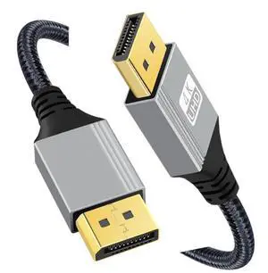 Vszerda DisplayPort DP to DP Cable 4K 60hz Cable Silver Sleeve Ultra-HD UHD for Desktop Laptop Monitor Graphics Card Straight (100cm)