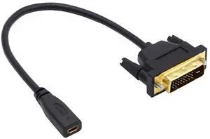 Vszerda Cable DVI 24+1 Male to Micro HDMI 1.4 Type-D 4K Female Extension Cable for Computer HDTV Graphics Card UHD 20cm