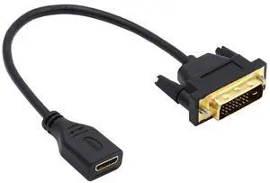 Vszerda Cable DVI 24+1 Male to Mini HDMI 1.4 Type-C 4K Female Extension Cable for Computer HDTV Graphics Card UHD 20cm