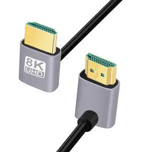 Vszerda Cable HDMI 2.1 Ultra Thin HDTV Cable 8K 4K Hyper Super Flexible Slim Cord Down Angled to Down Angled 90 Degree Type-A for Computer HDTV (50cm)