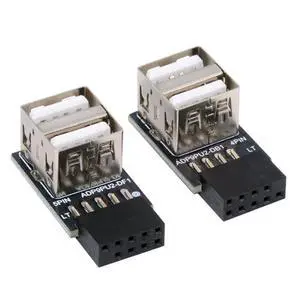 Vszerda Adapter 2pcs/lot 9Pin 10Pin Motherboard Female Header to Dual USB 2.0 Female Adapter Horizontal Type