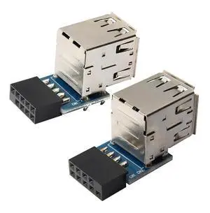 Vszerda Adapter 2pcs/lot 9Pin 10Pin Motherboard Female Header to Dual USB 2.0 Female Adapter Vertical Type